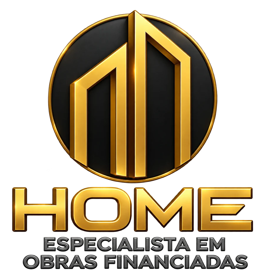 Logo da HOME Gestão em Obras: prédio dourado dentro de um círculo